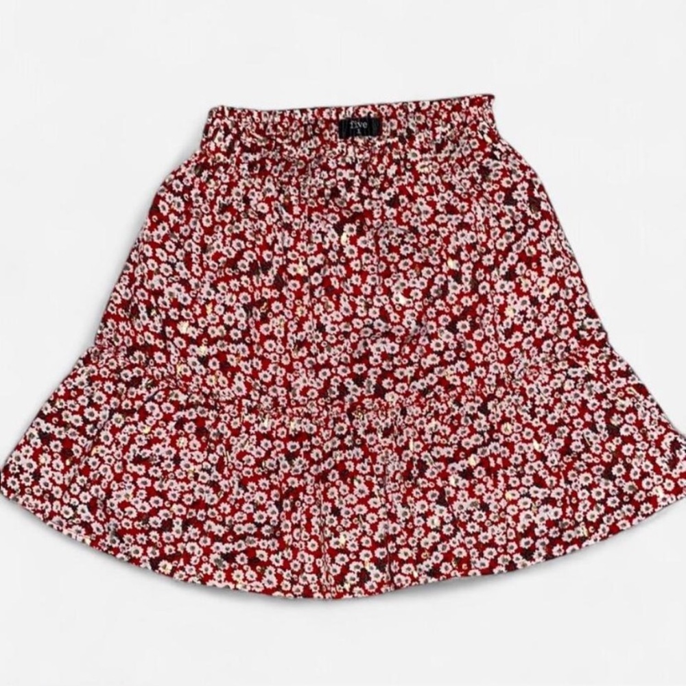 Floral Red Skirt with gold accents